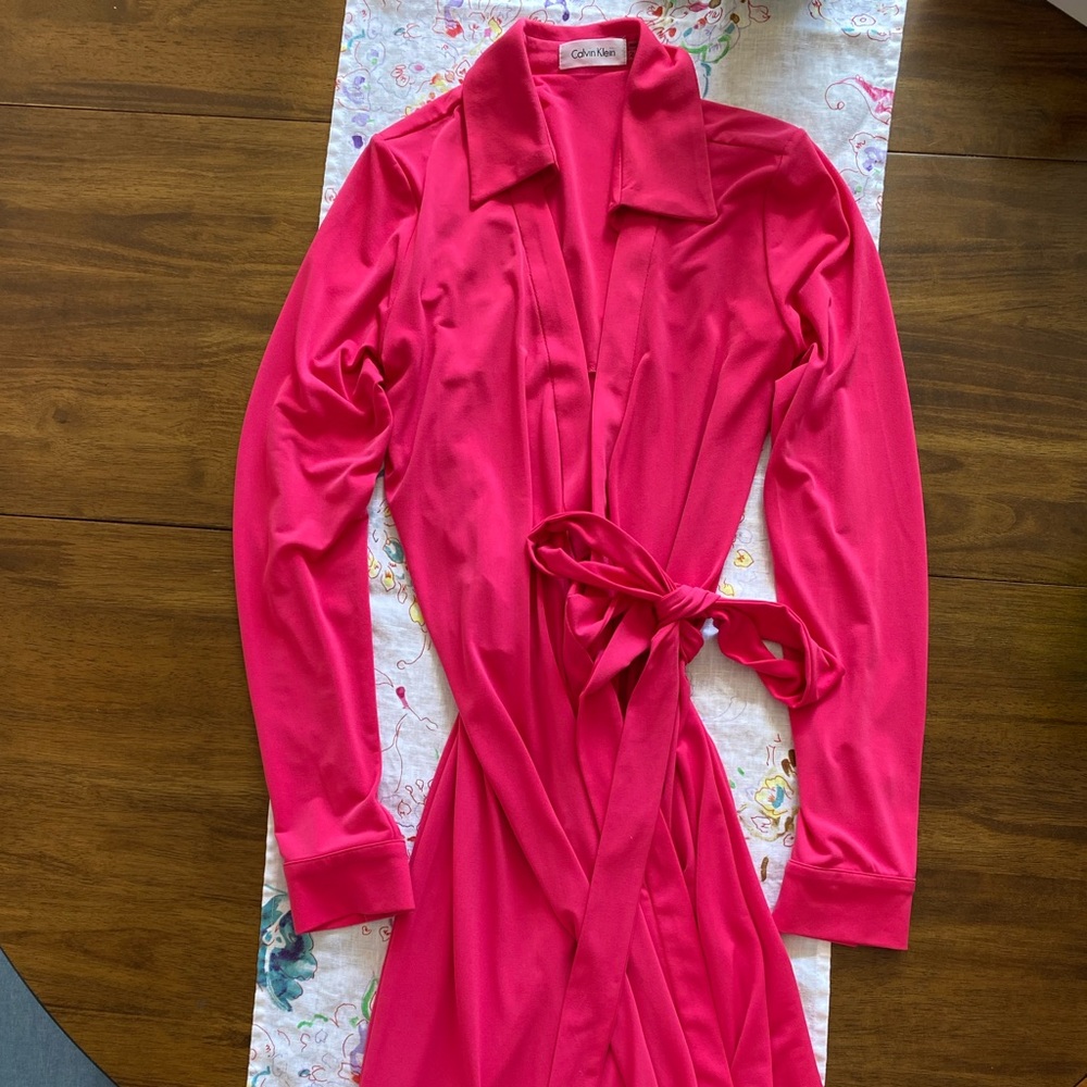 Calvin Klein hot pink wrap dress